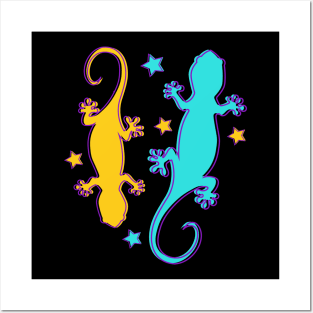 Hippie Colorful Lizards and Reptiles Posters and Art